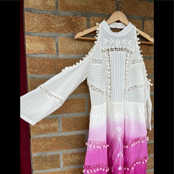 ASOS Pink Premium Cold Shoulder Dip Dye Victoriana dress size 4 - Picture 4 of 10